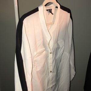 Nic and Zoe Stripe Sleeve Button Down Blouse